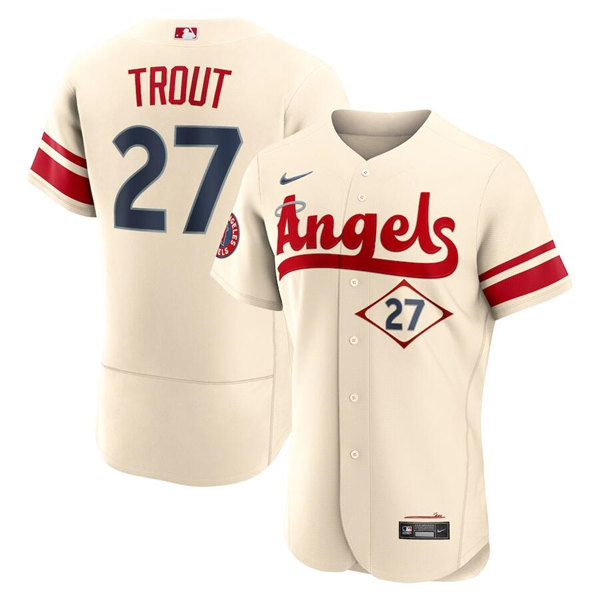 Men's Los Angeles Angels #27 Mike Trout 2022 Cream City Connect Flex Base Stitched Jersey - Click Image to Close